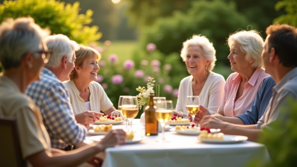 Garden party social gathering with refreshments and conversation