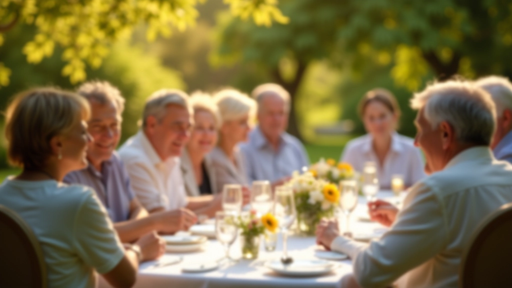 Members enjoying a garden party social event outdoors