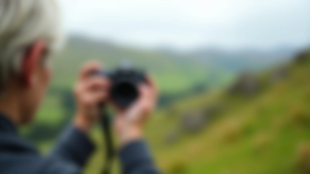 Photographer capturing landscape with camera in natural setting